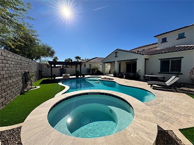 Arizona Custom Freeform Pool and Spa with Pergola