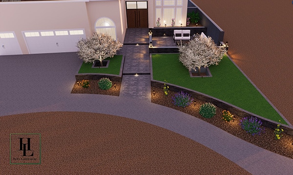 3D Concept Design for Landscape Remodel with Lighting and Planting